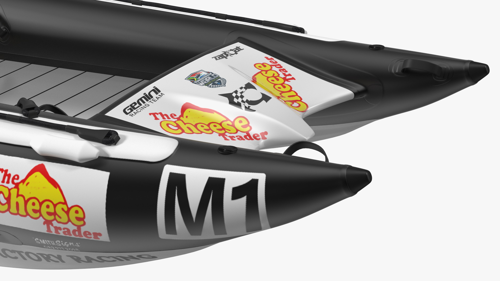 3D Racing Boat Gemini Zapcat F1 with Engine Black Rigged model