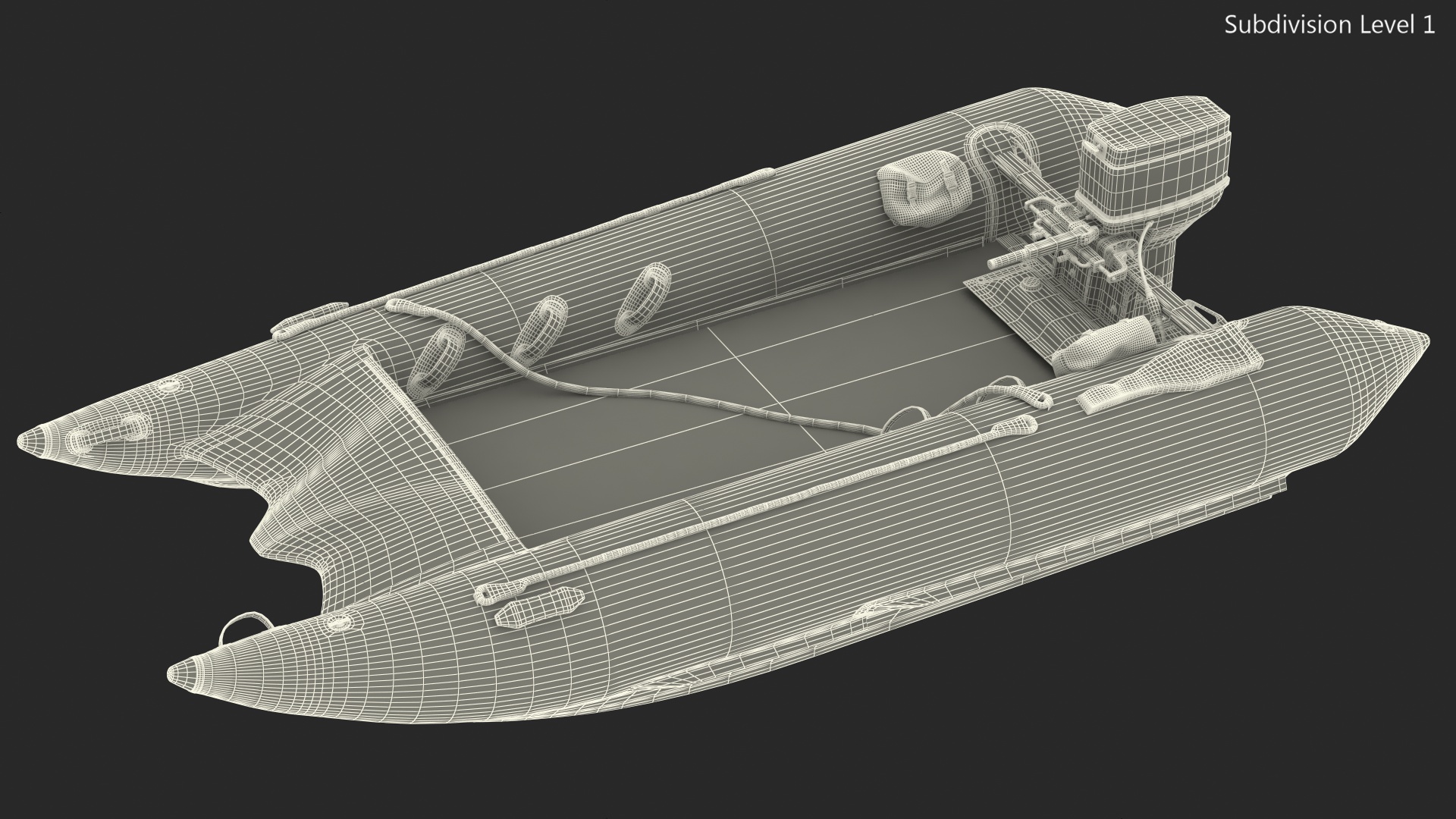 3D Racing Boat Gemini Zapcat F1 with Engine Black Rigged model