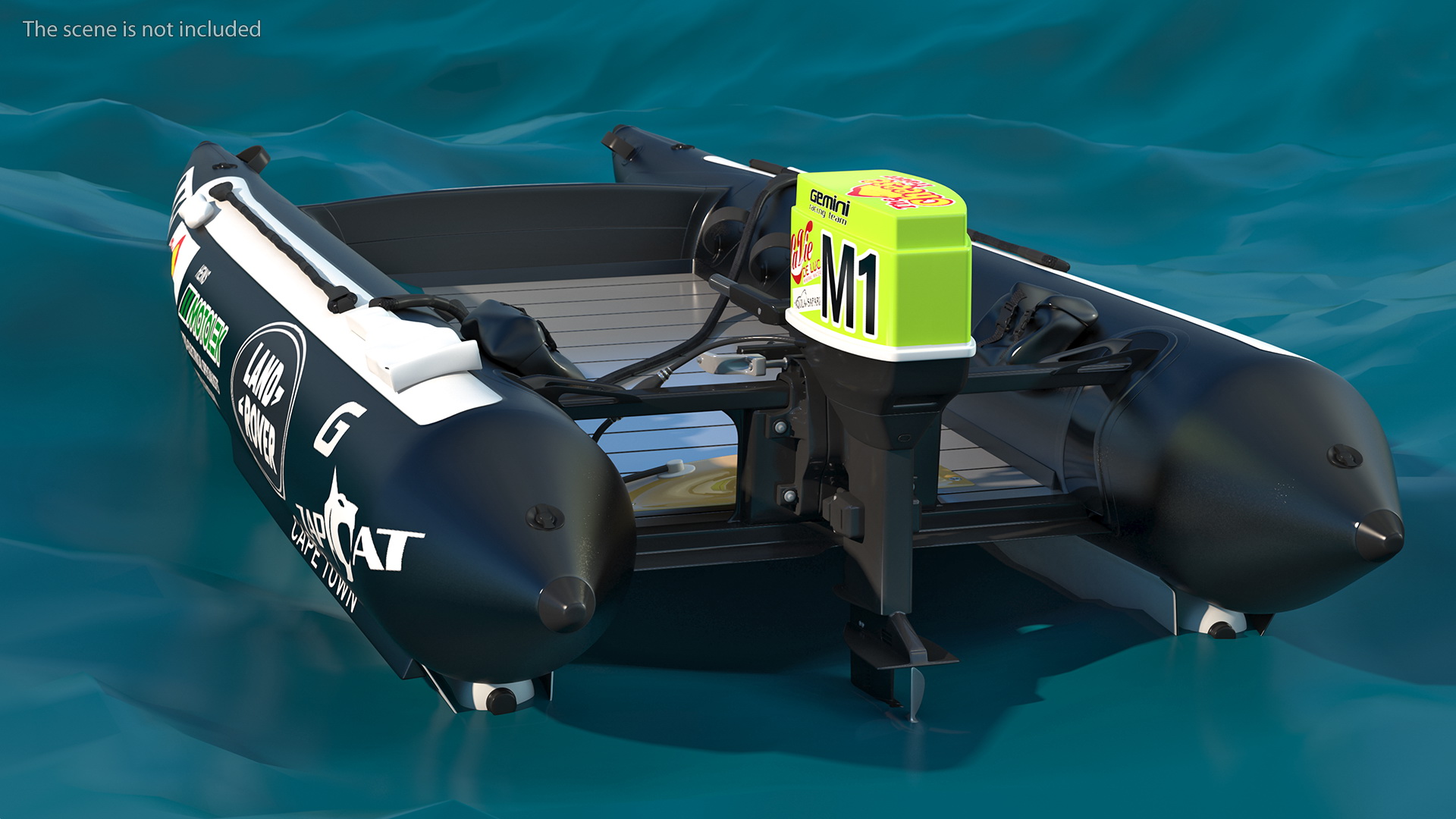 3D Racing Boat Gemini Zapcat F1 with Engine Black Rigged model