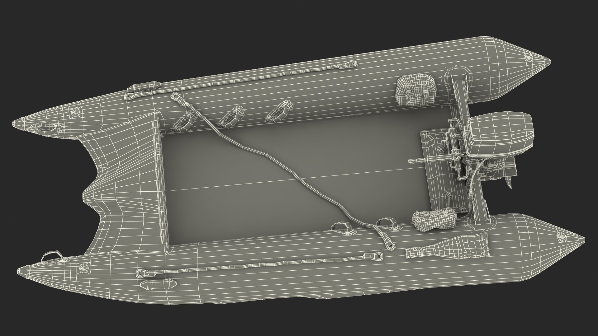 3D Racing Boat Gemini Zapcat F1 with Engine Black Rigged model