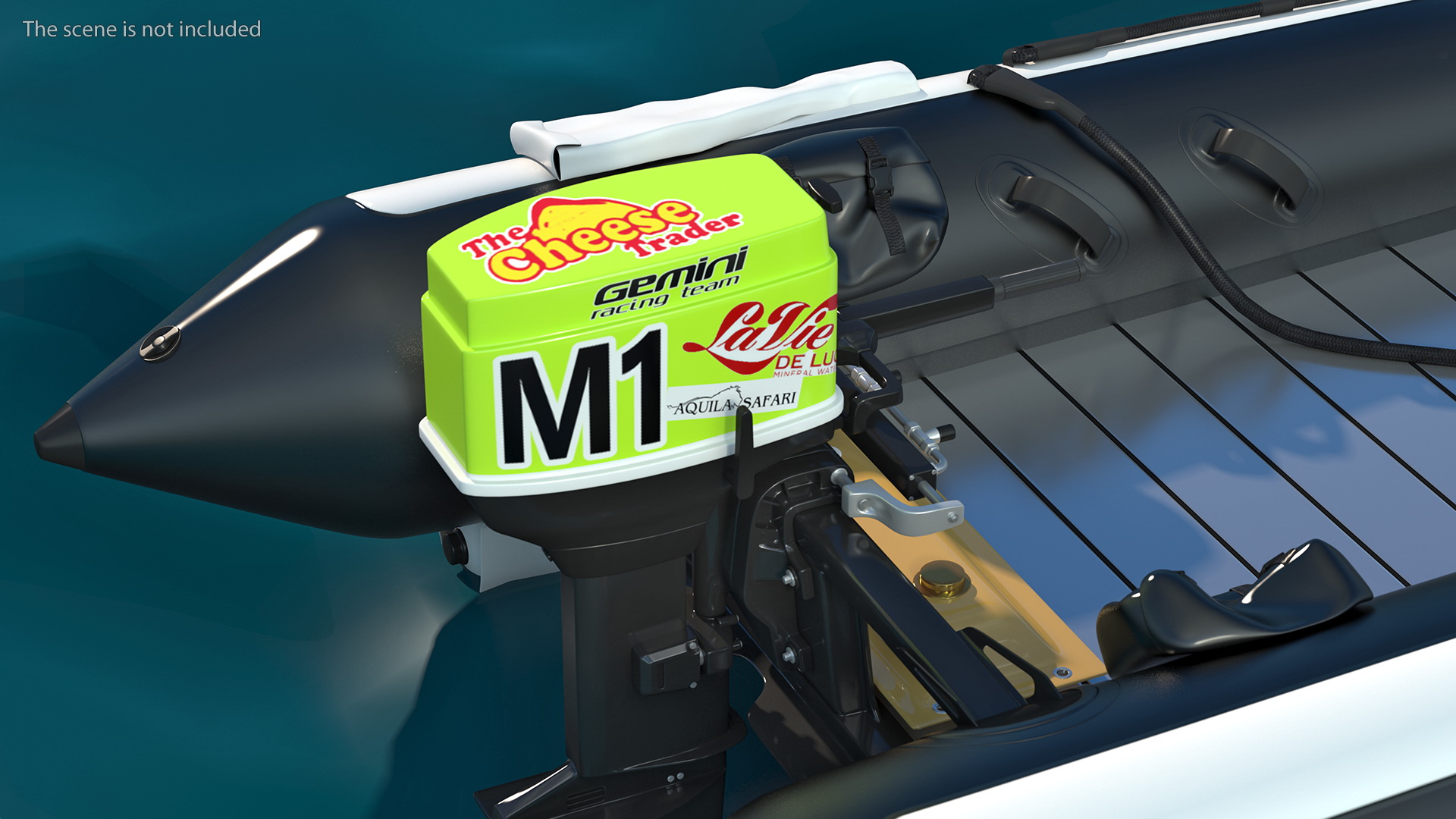 3D Racing Boat Gemini Zapcat F1 with Engine Black Rigged model