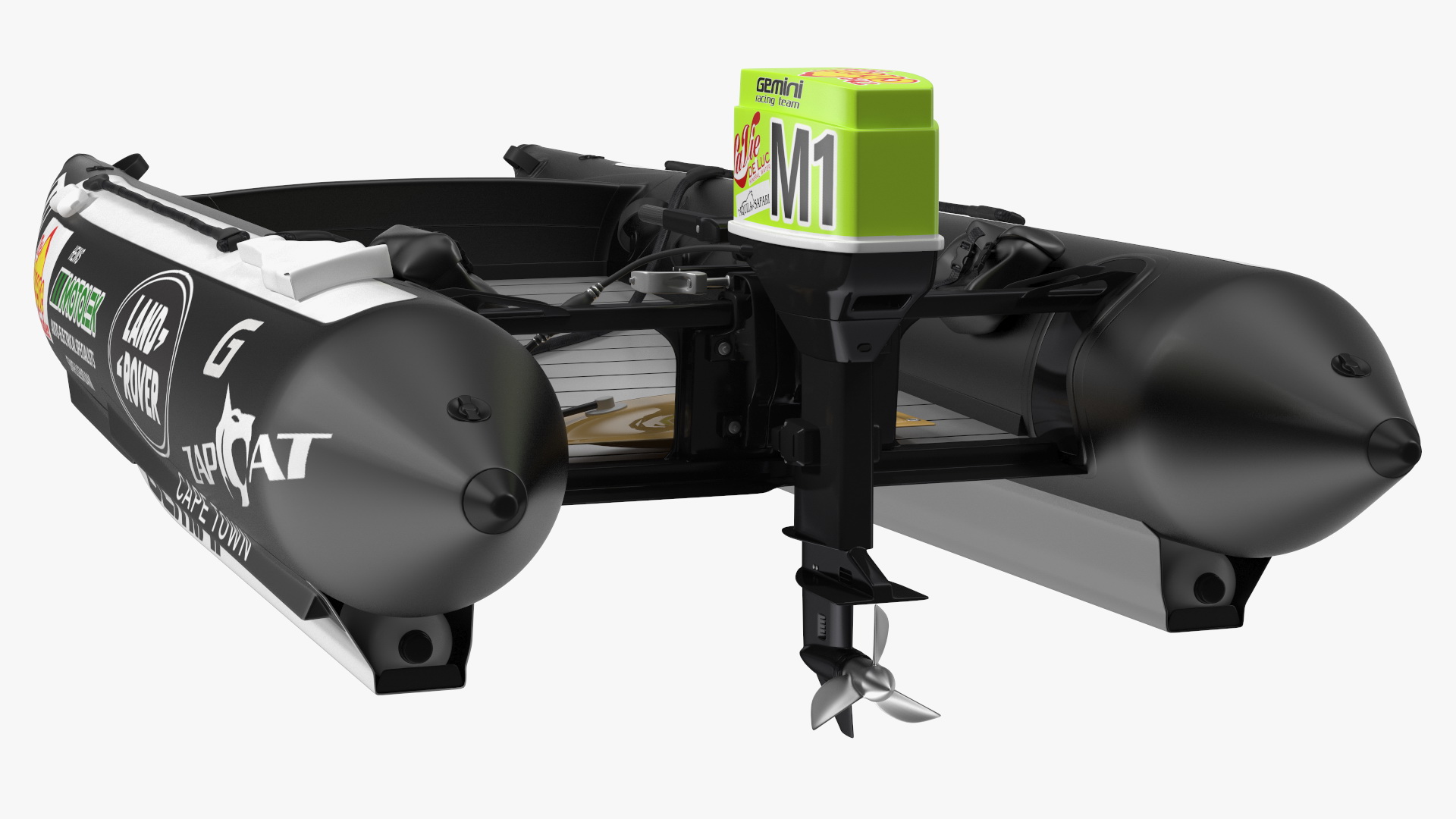 3D Racing Boat Gemini Zapcat F1 with Engine Black Rigged model