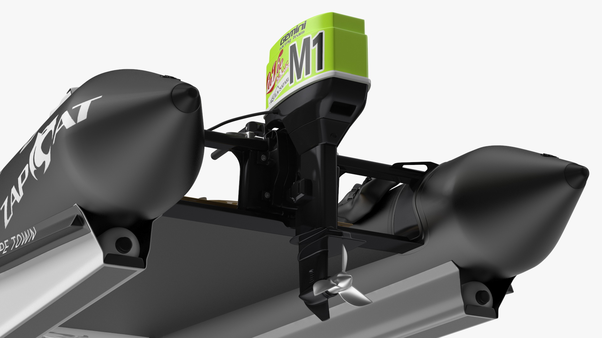 3D Racing Boat Gemini Zapcat F1 with Engine Black Rigged model