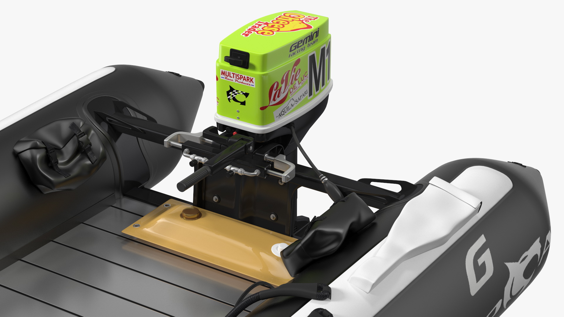3D Racing Boat Gemini Zapcat F1 with Engine Black Rigged model