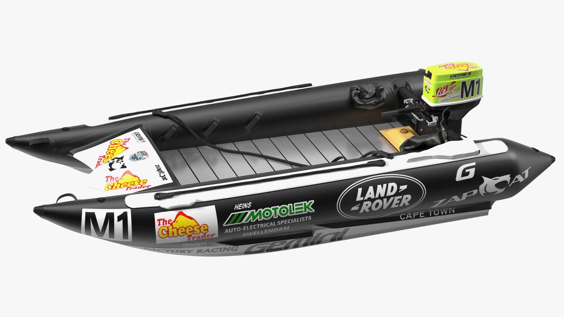 3D Racing Boat Gemini Zapcat F1 with Engine Black Rigged model