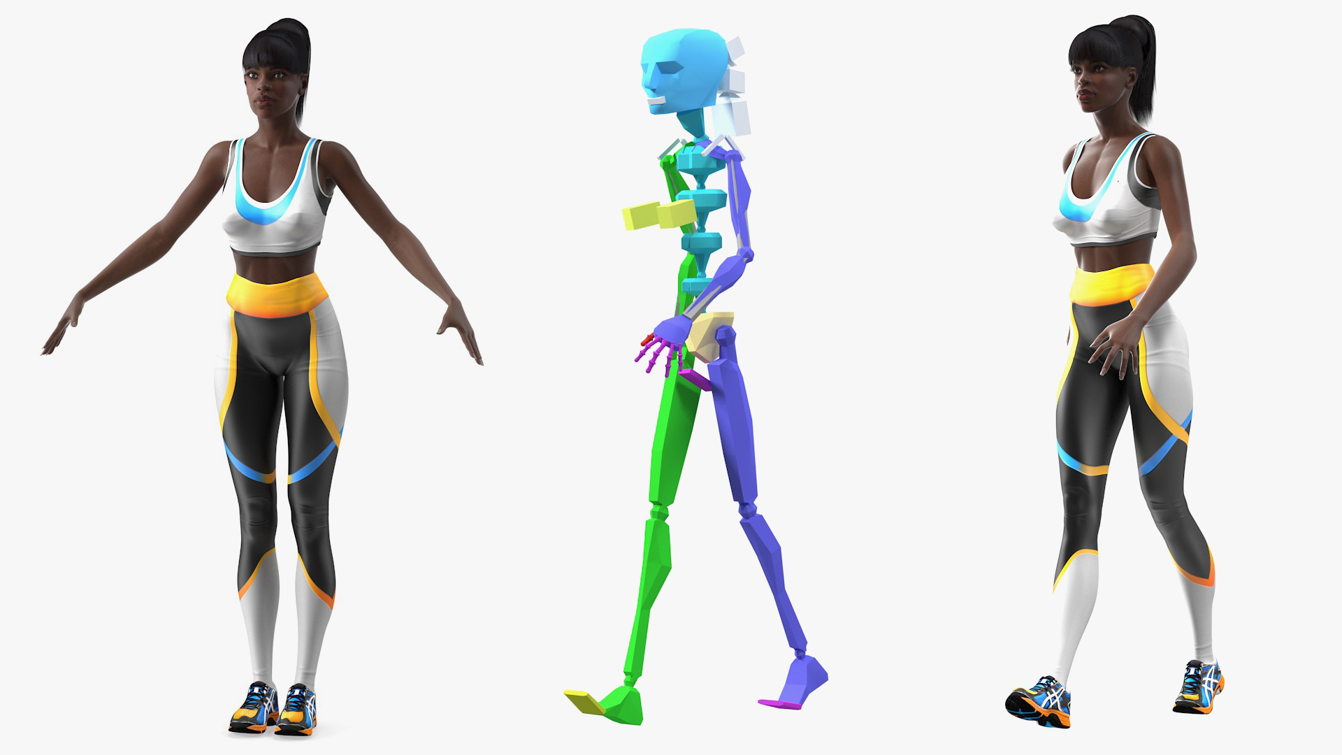 3D model Dark Skin Fitness Woman Rigged