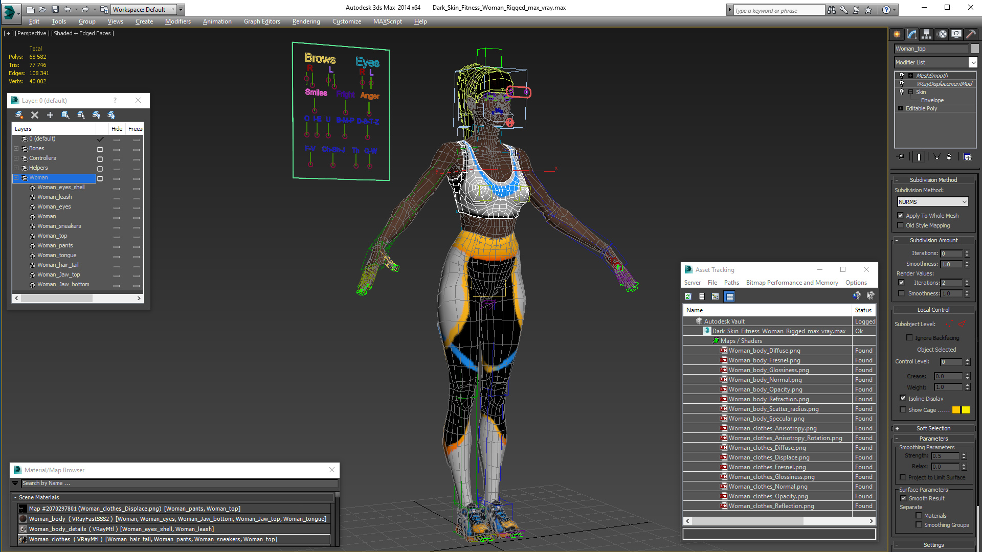 3D model Dark Skin Fitness Woman Rigged