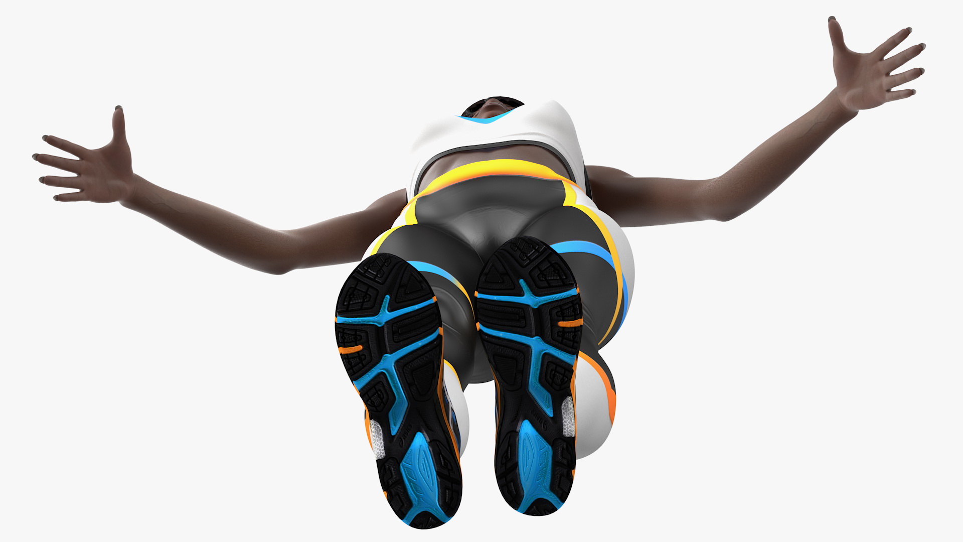 3D model Dark Skin Fitness Woman Rigged