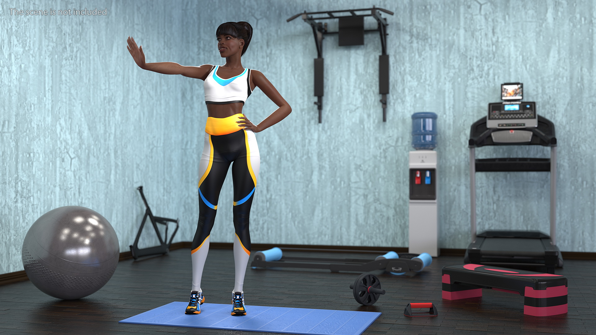 3D model Dark Skin Fitness Woman Rigged