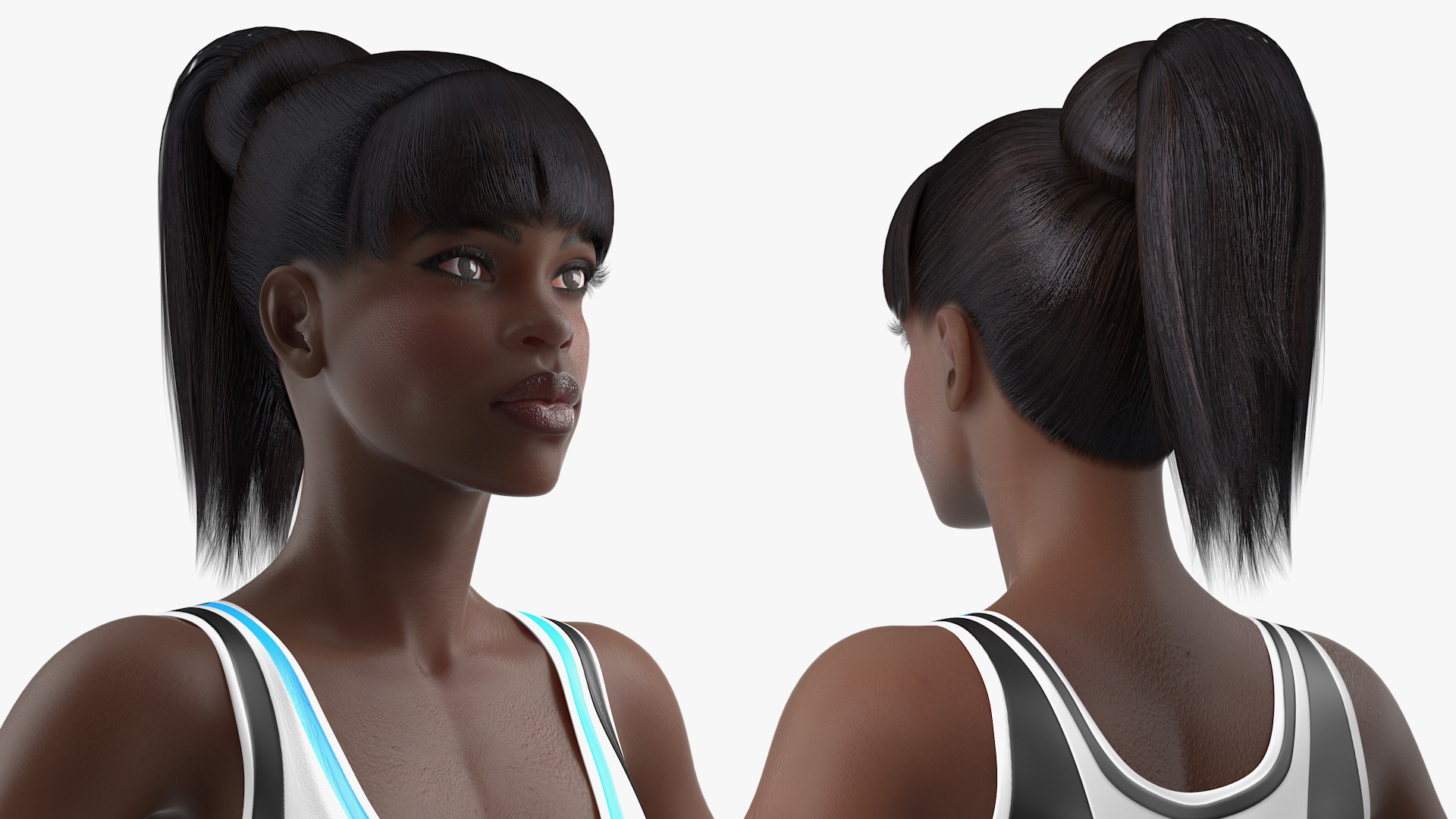 3D model Dark Skin Fitness Woman Rigged