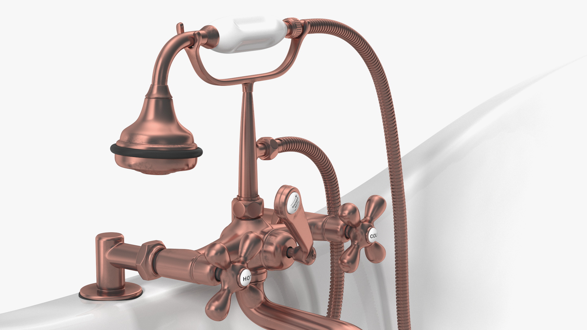 Luxury Antique Bath with Copper Mixer Shower 3D model