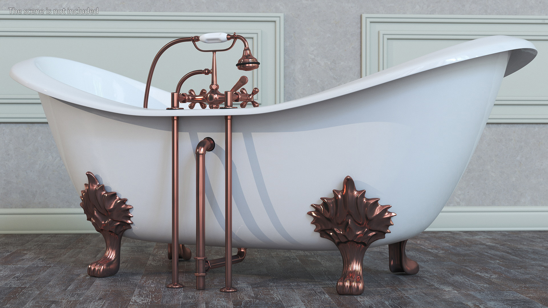 Luxury Antique Bath with Copper Mixer Shower 3D model