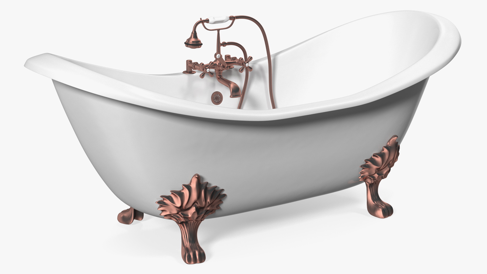 Luxury Antique Bath with Copper Mixer Shower 3D model
