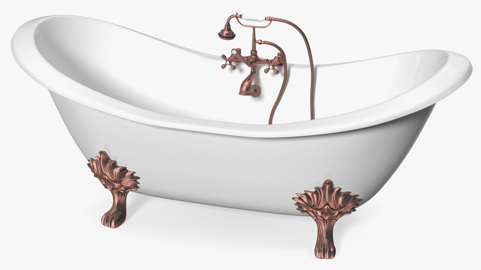 Luxury Antique Bath with Copper Mixer Shower 3D model