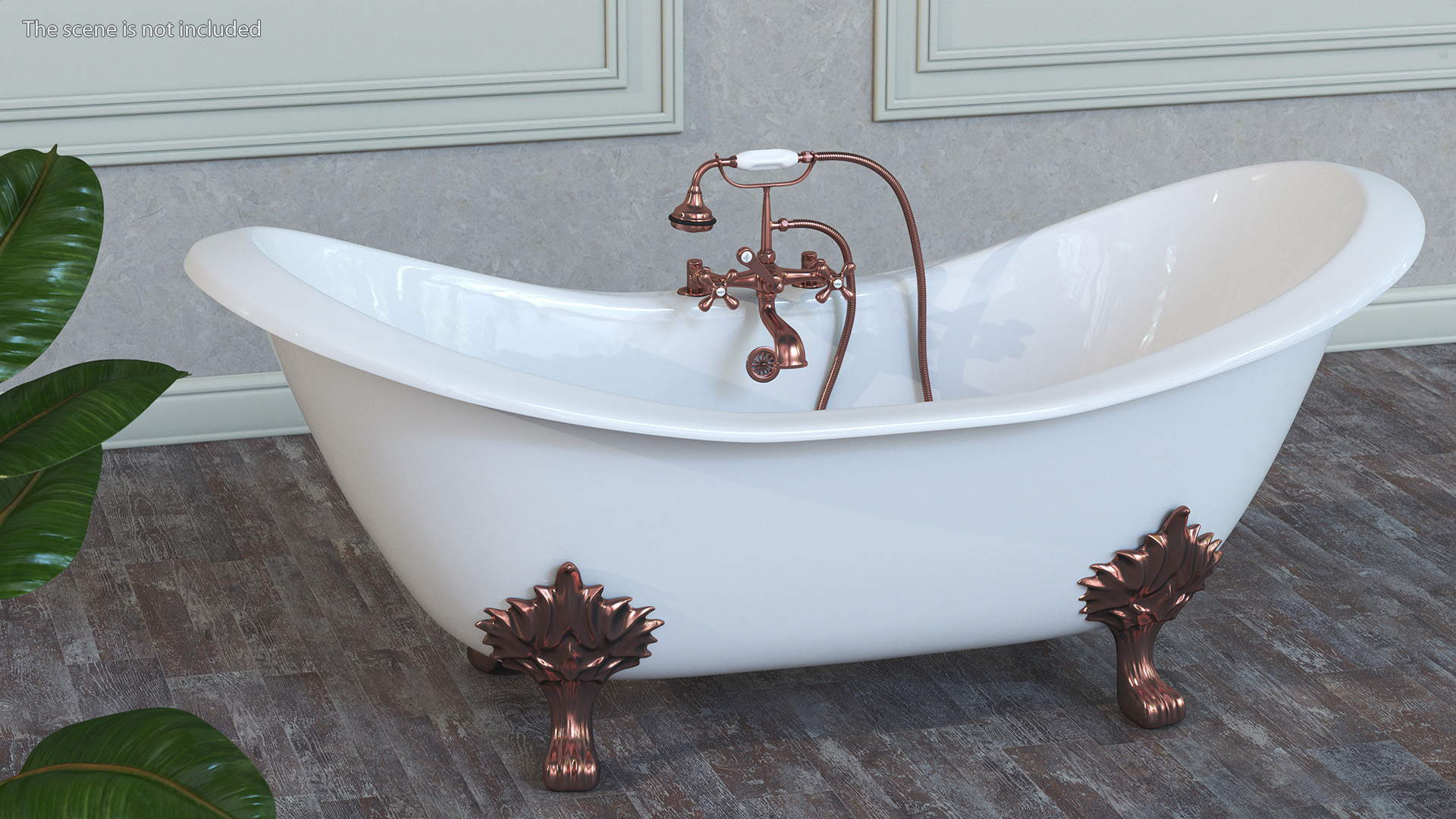 Luxury Antique Bath with Copper Mixer Shower 3D model