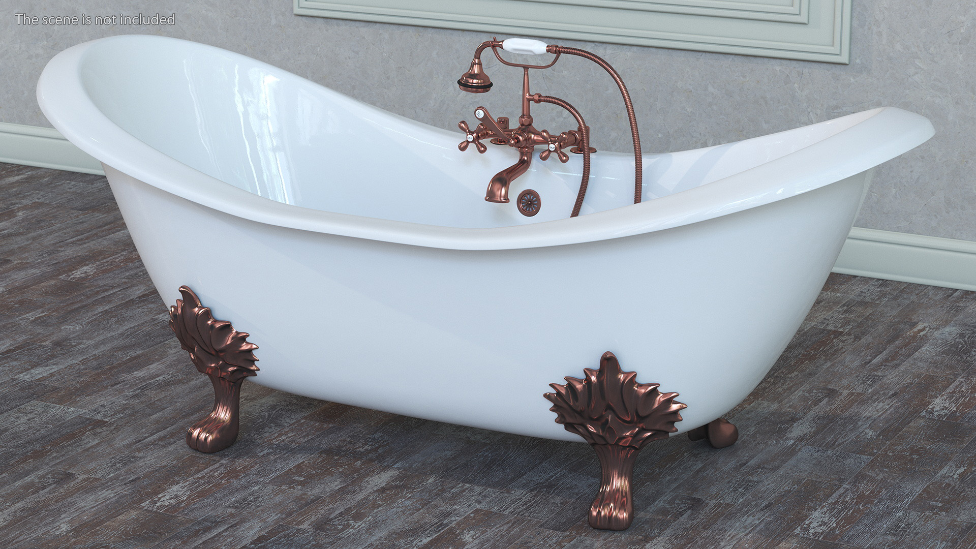 Luxury Antique Bath with Copper Mixer Shower 3D model