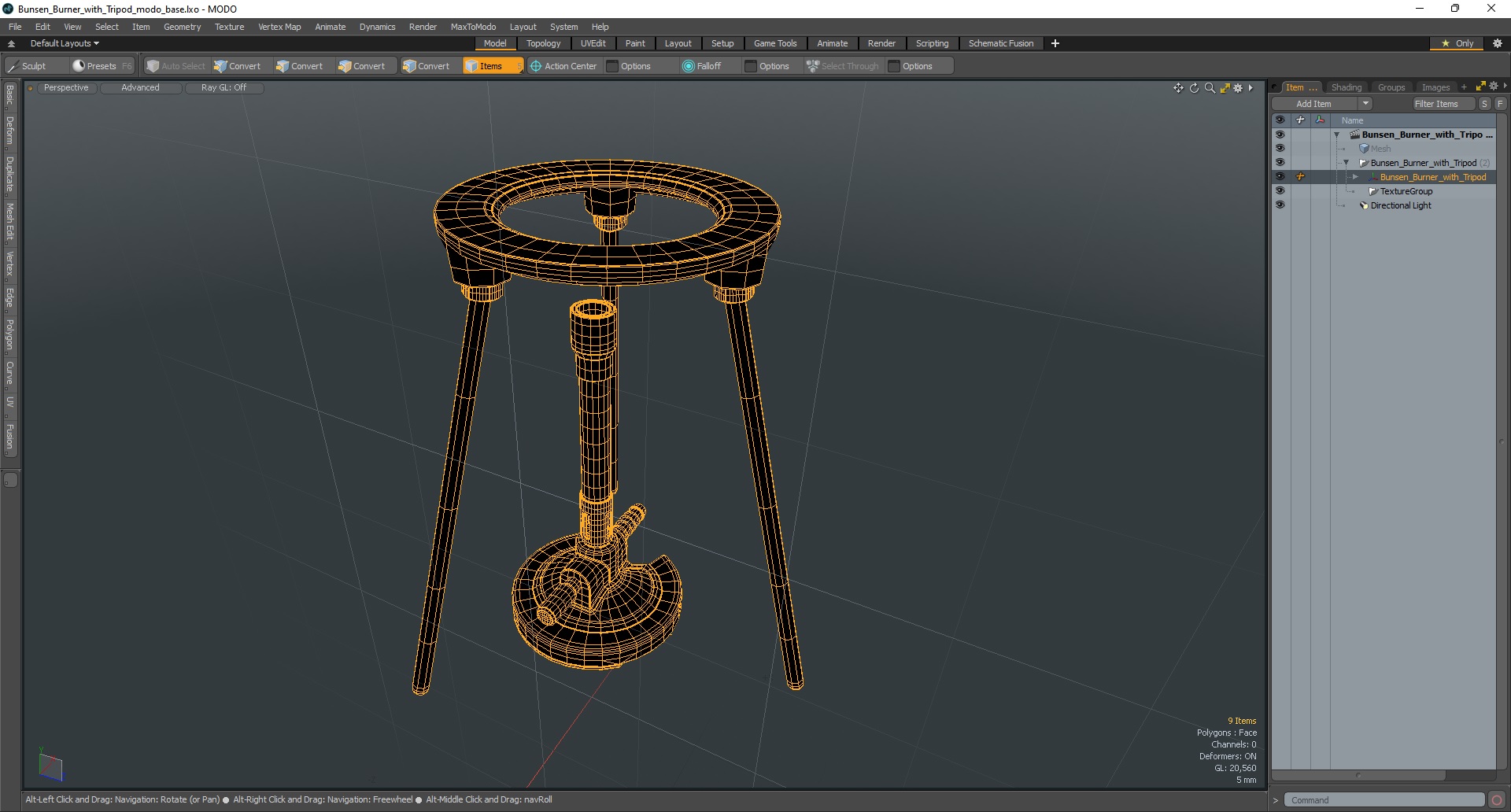 3D model Bunsen Burner with Tripod