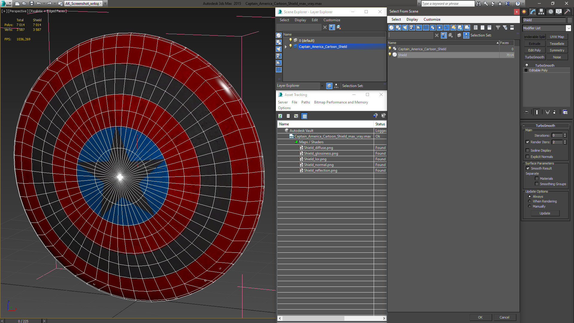 3D model Captain America Cartoon Shield