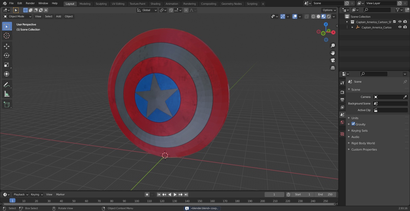 3D model Captain America Cartoon Shield