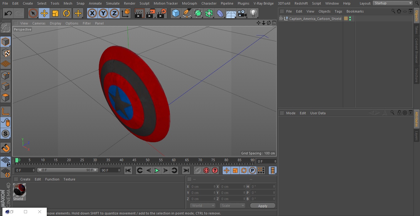 3D model Captain America Cartoon Shield