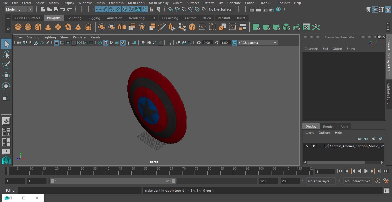 3D model Captain America Cartoon Shield
