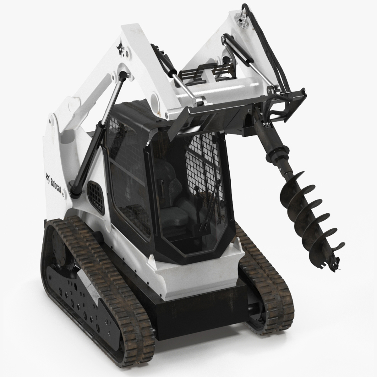 3D Bobcat Track Loader with Auger Rigged for Maya