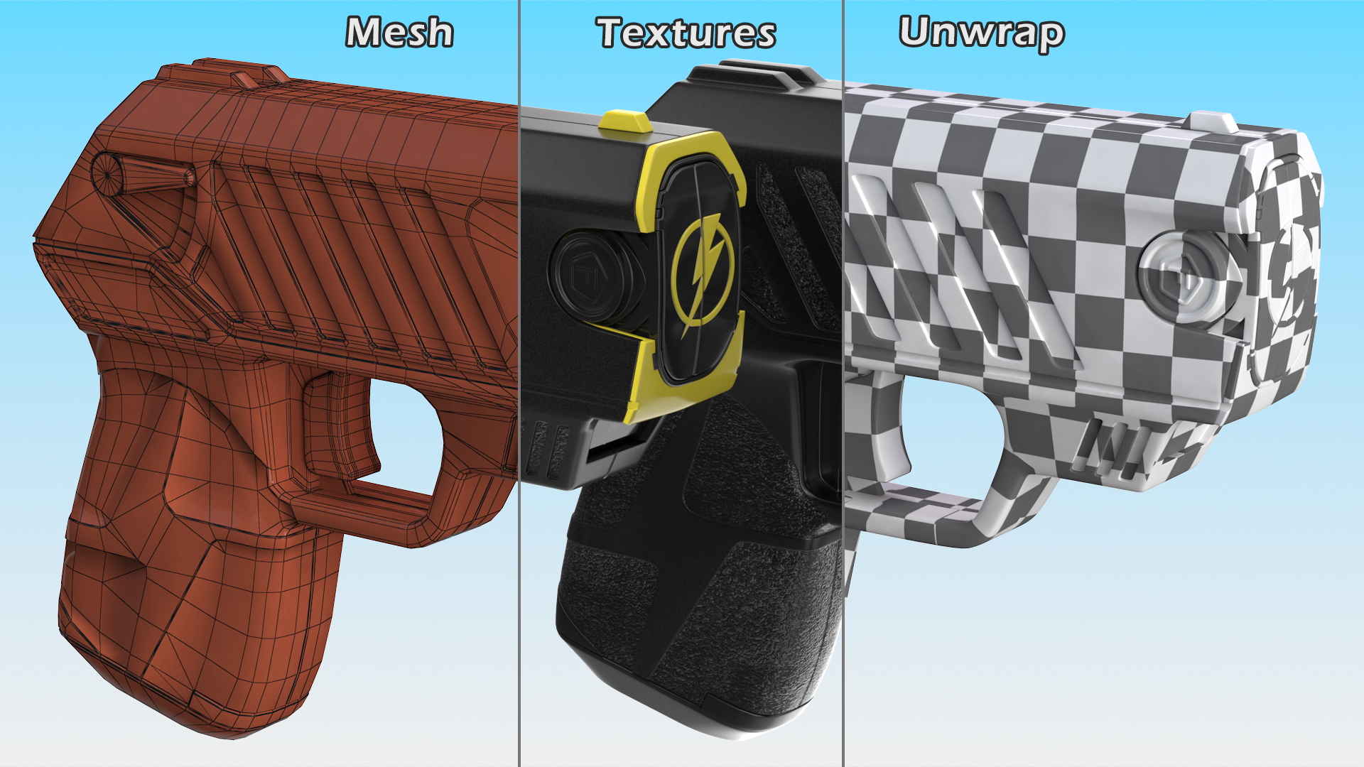 Compact Stun Gun LASER Pulse Black 3D model