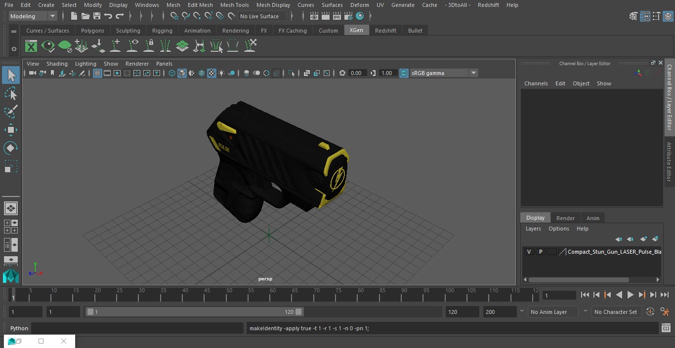 Compact Stun Gun LASER Pulse Black 3D model