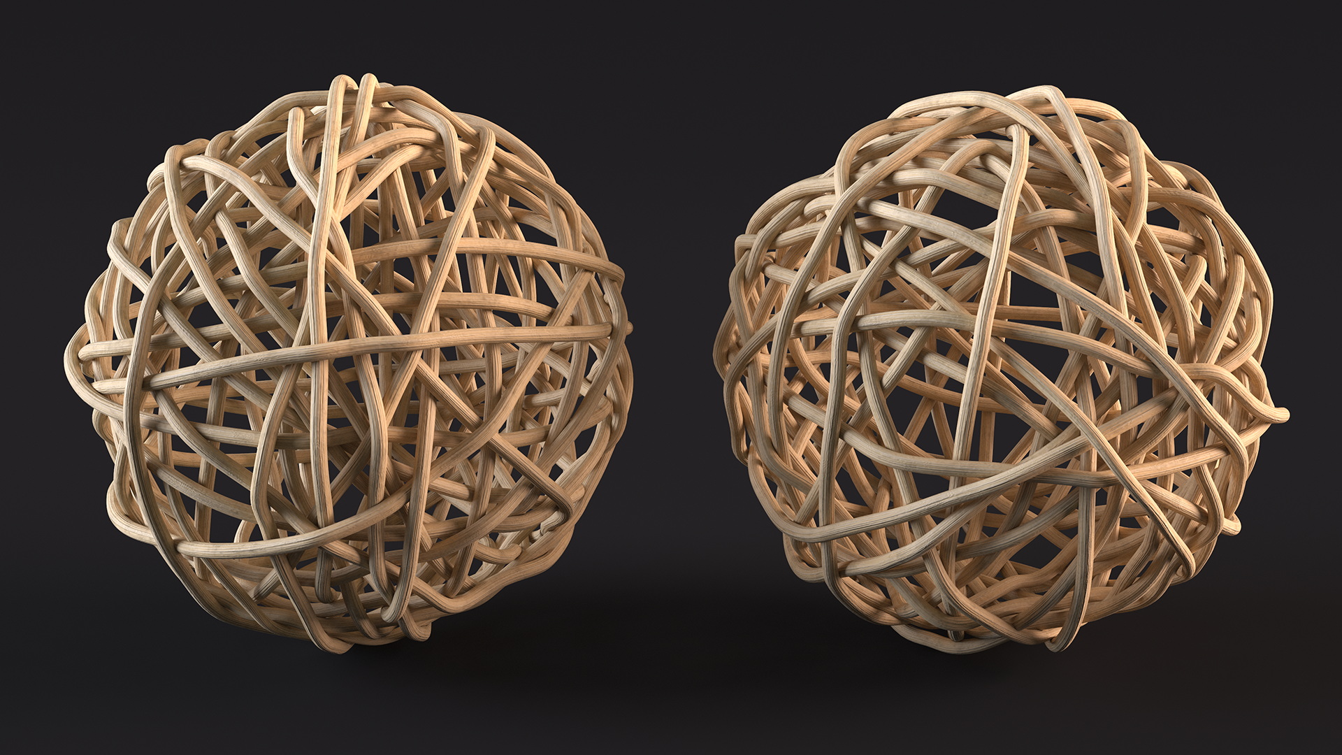 3D model Decorative Wicker Rattan Ball Beige