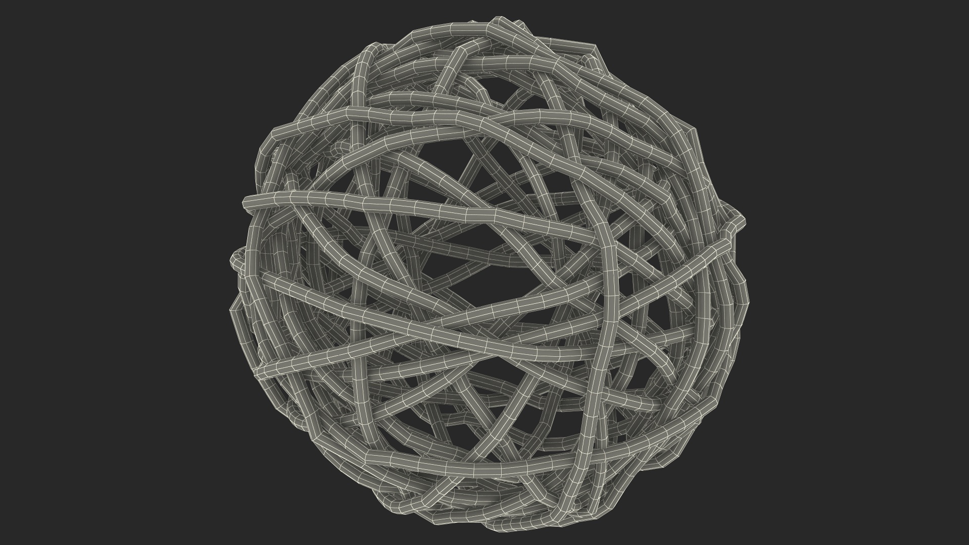 3D model Decorative Wicker Rattan Ball Beige