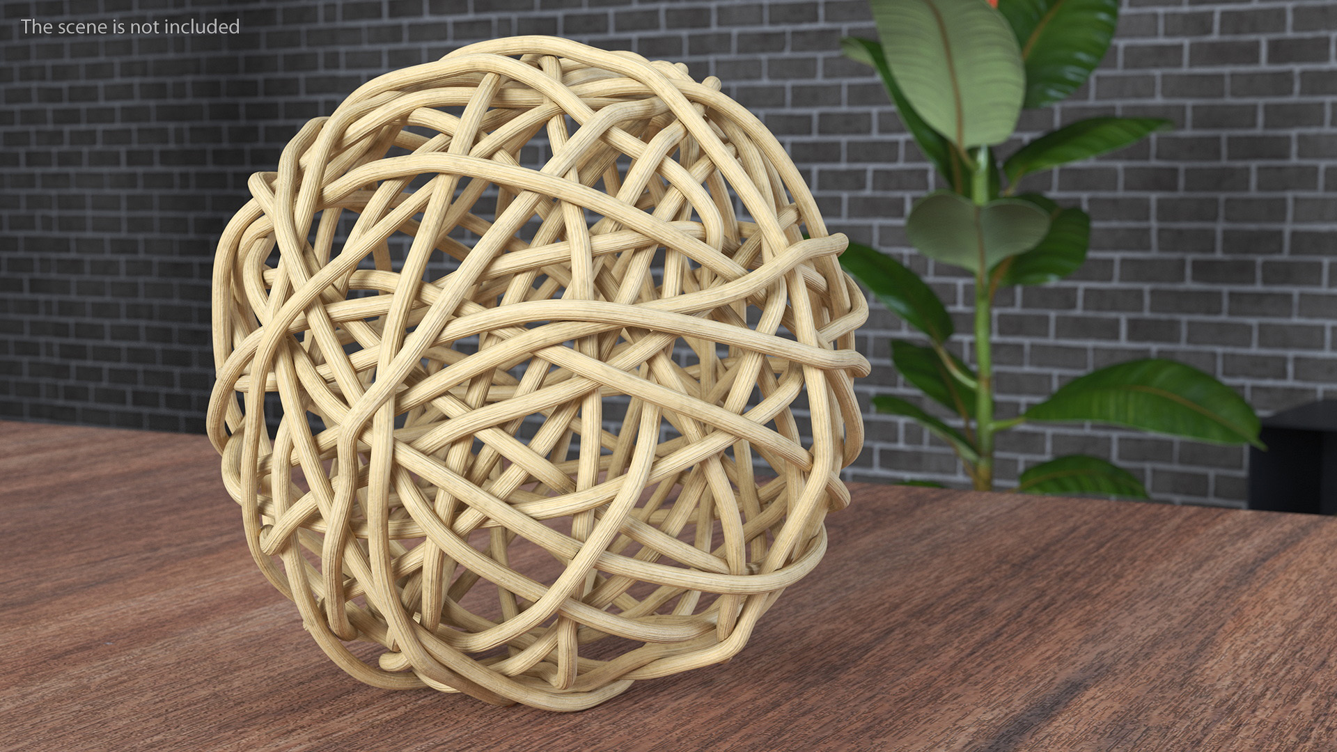 3D model Decorative Wicker Rattan Ball Beige