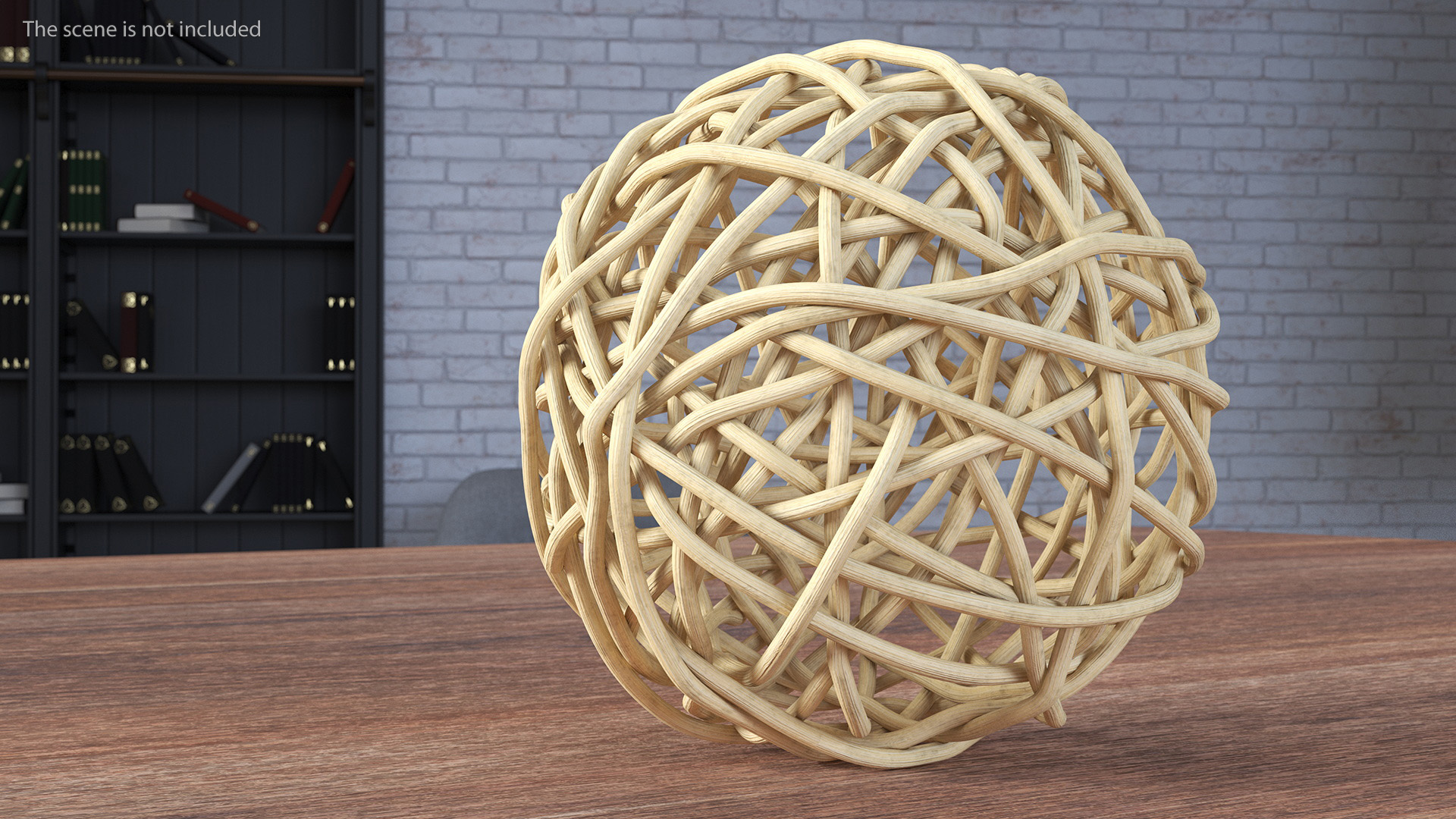 3D model Decorative Wicker Rattan Ball Beige