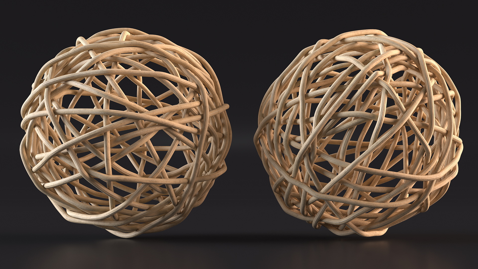 3D model Decorative Wicker Rattan Ball Beige