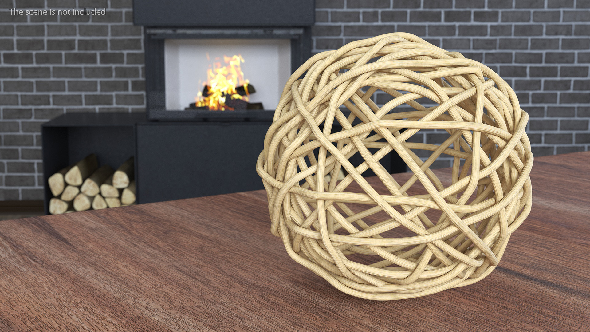 3D model Decorative Wicker Rattan Ball Beige