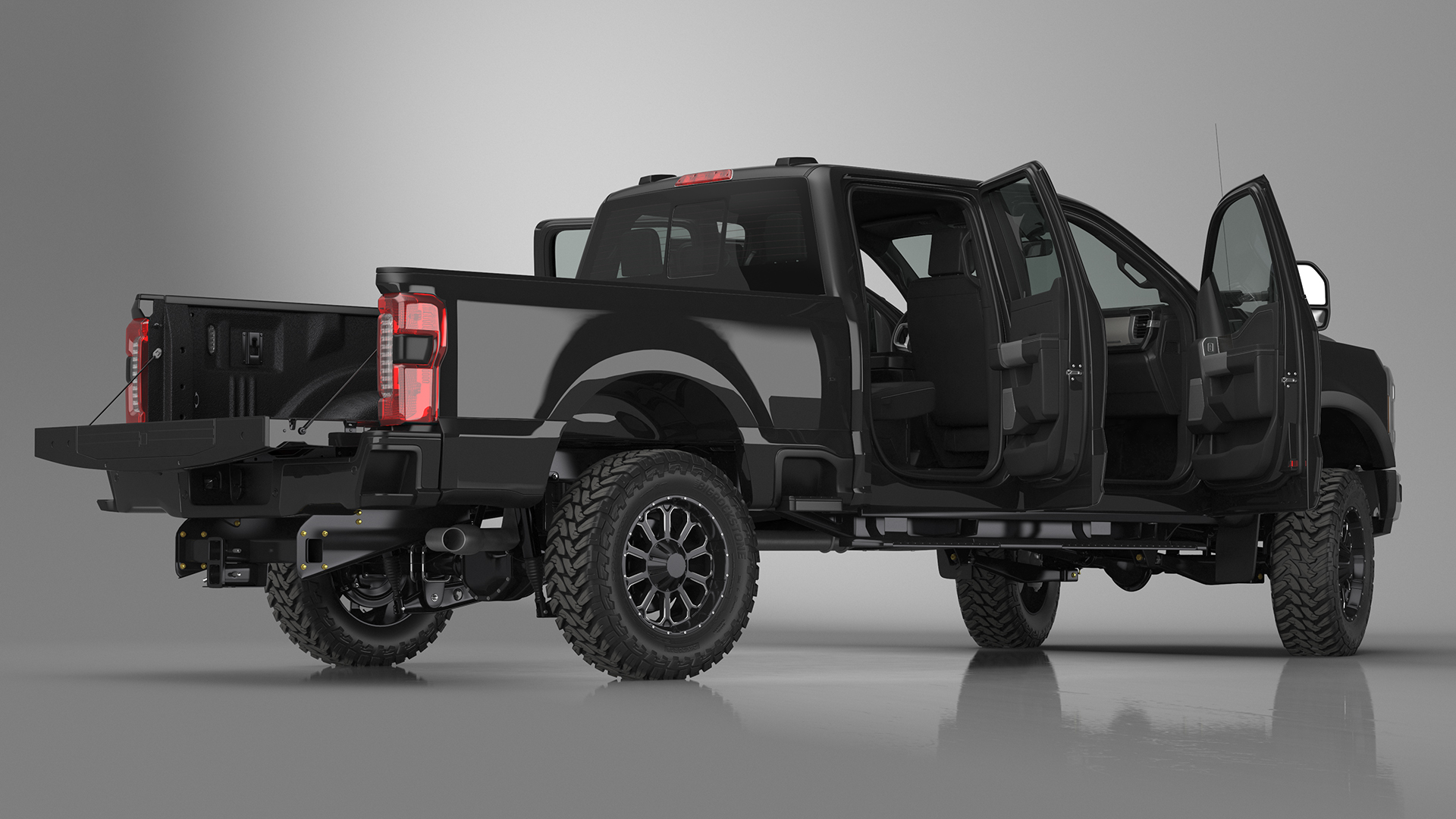 3D Ford Super Duty F-550 2023 Lift Kit Black Rigged model