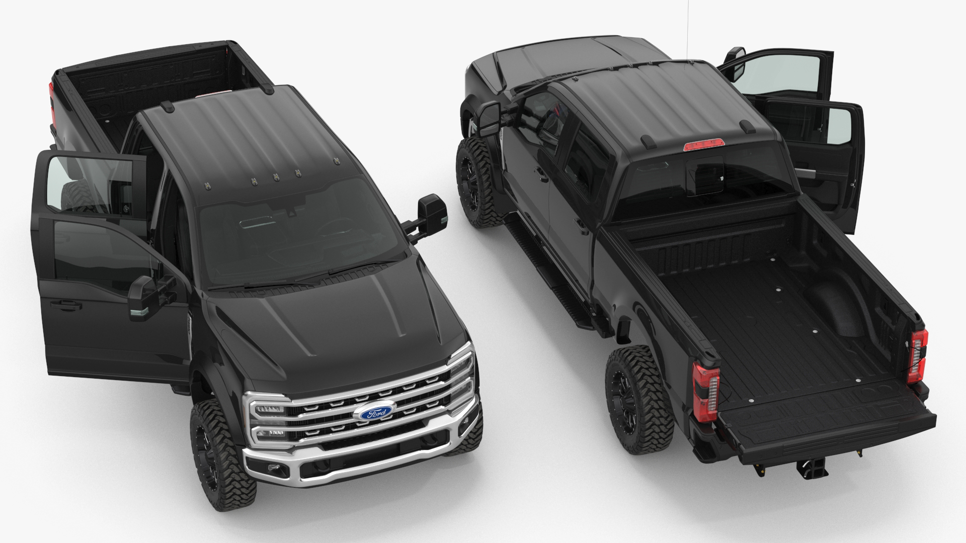 3D Ford Super Duty F-550 2023 Lift Kit Black Rigged model