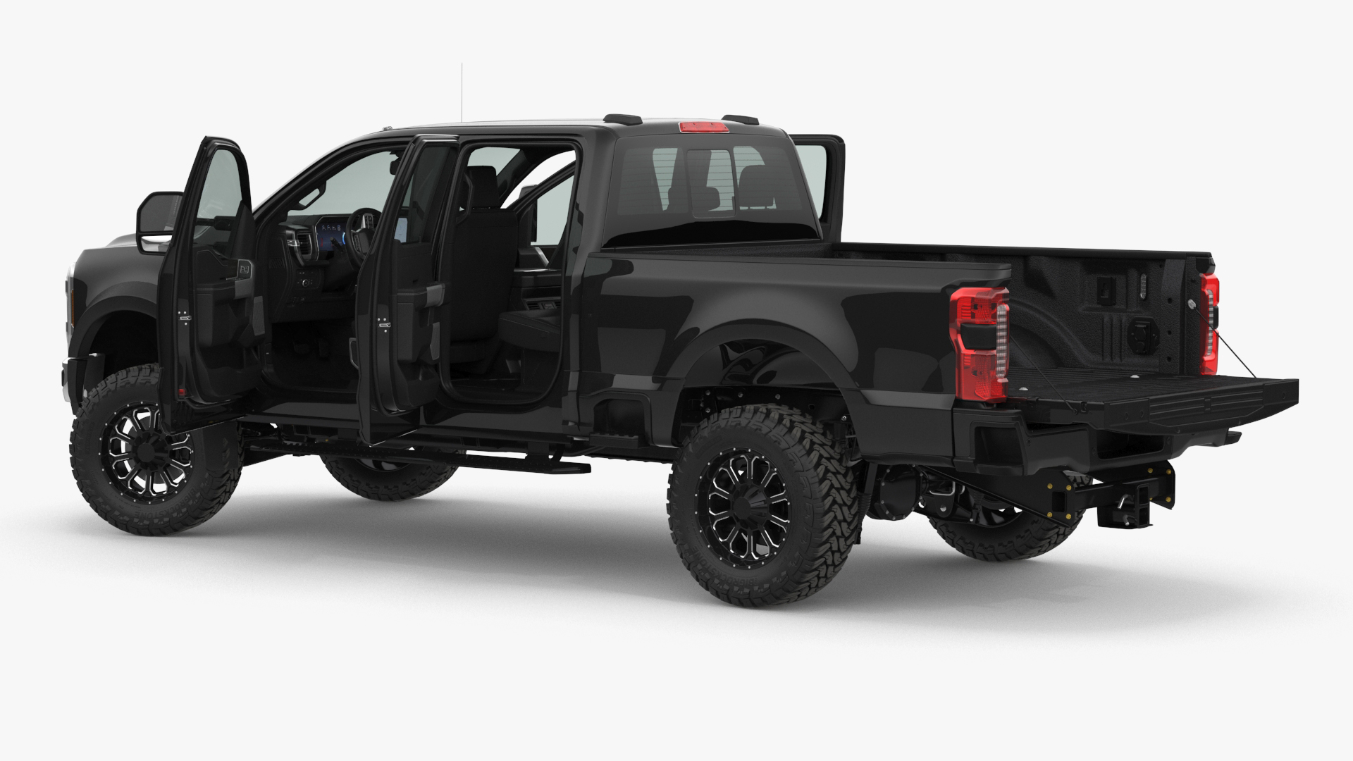 3D Ford Super Duty F-550 2023 Lift Kit Black Rigged model