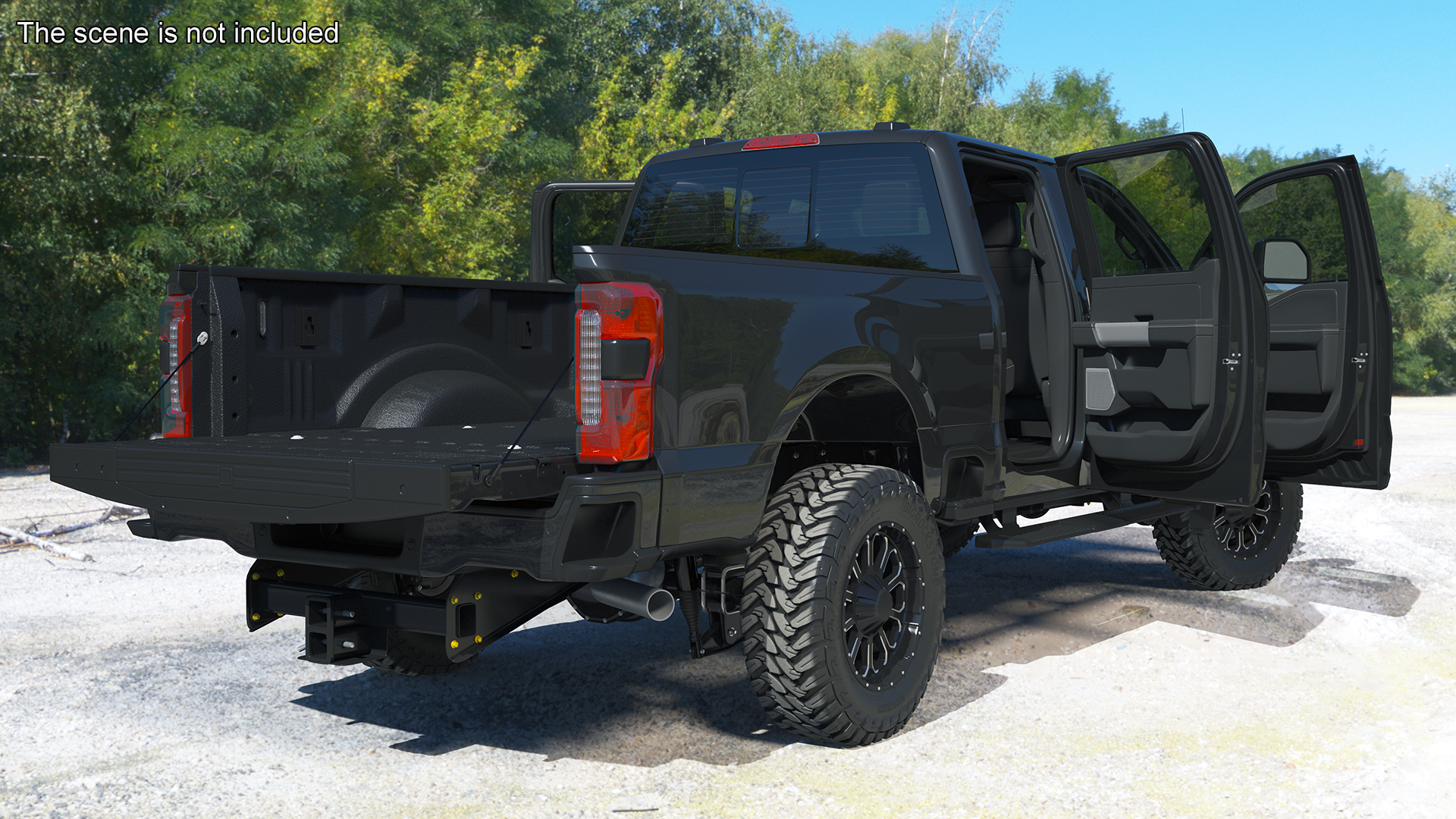 3D Ford Super Duty F-550 2023 Lift Kit Black Rigged model