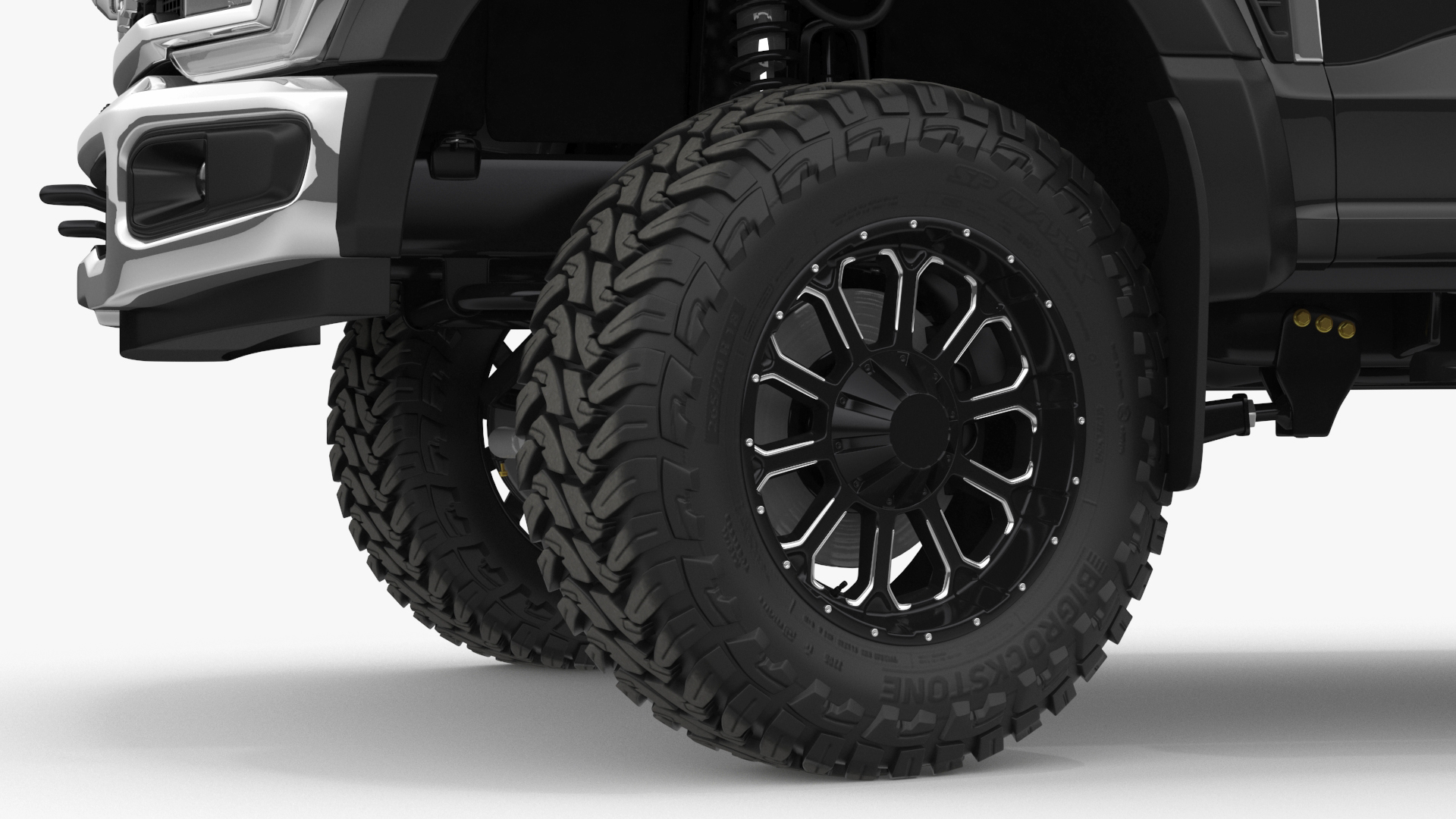 3D Ford Super Duty F-550 2023 Lift Kit Black Rigged model