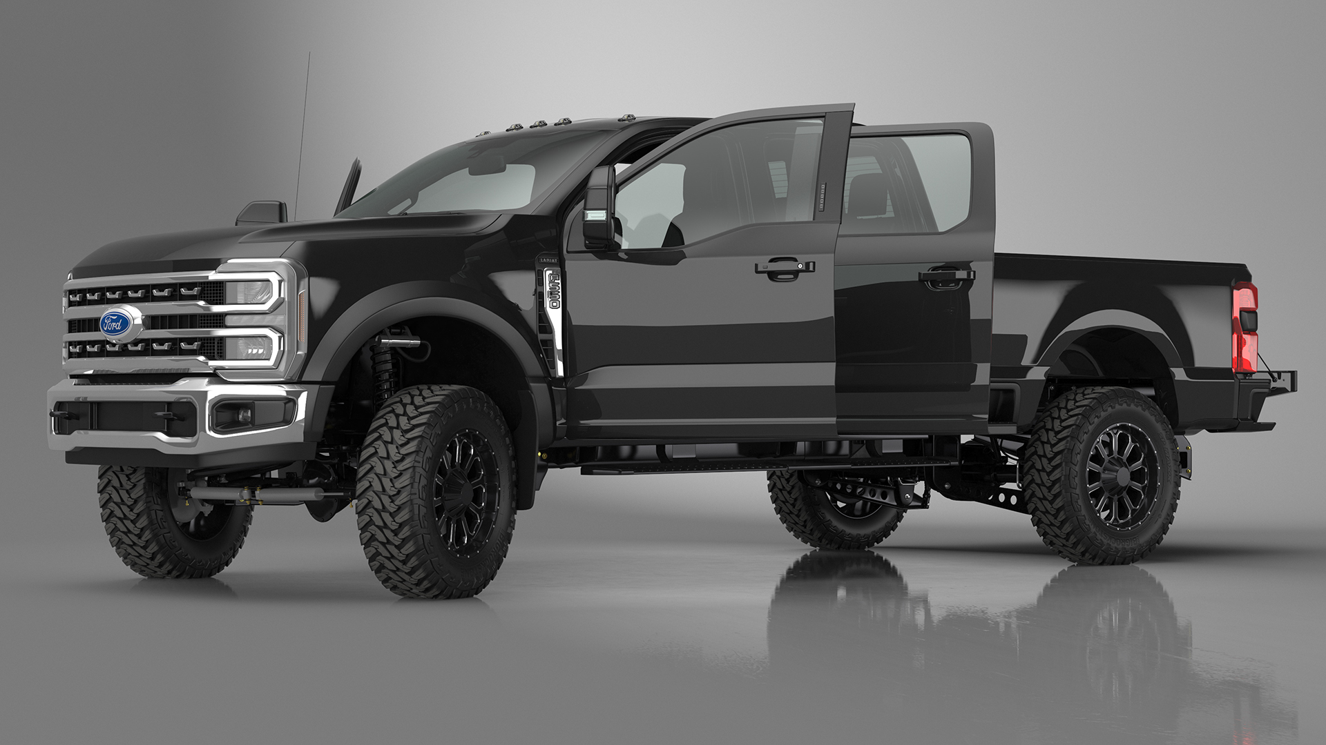 3D Ford Super Duty F-550 2023 Lift Kit Black Rigged model