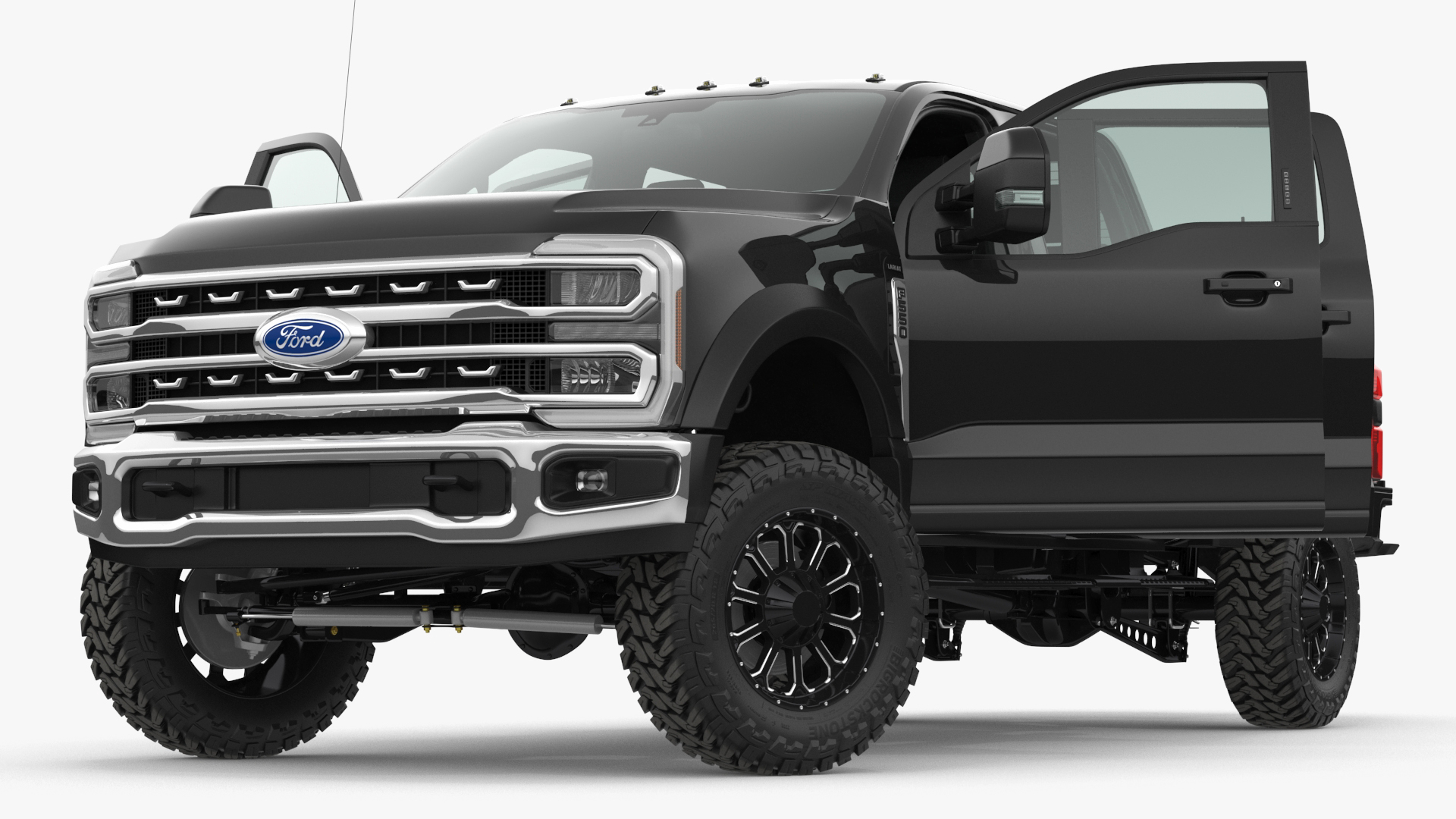 3D Ford Super Duty F-550 2023 Lift Kit Black Rigged model
