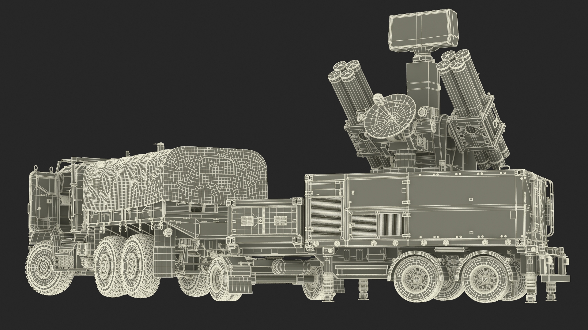 3D Truck with Trailer Air Defense Missile Complex Rigged model