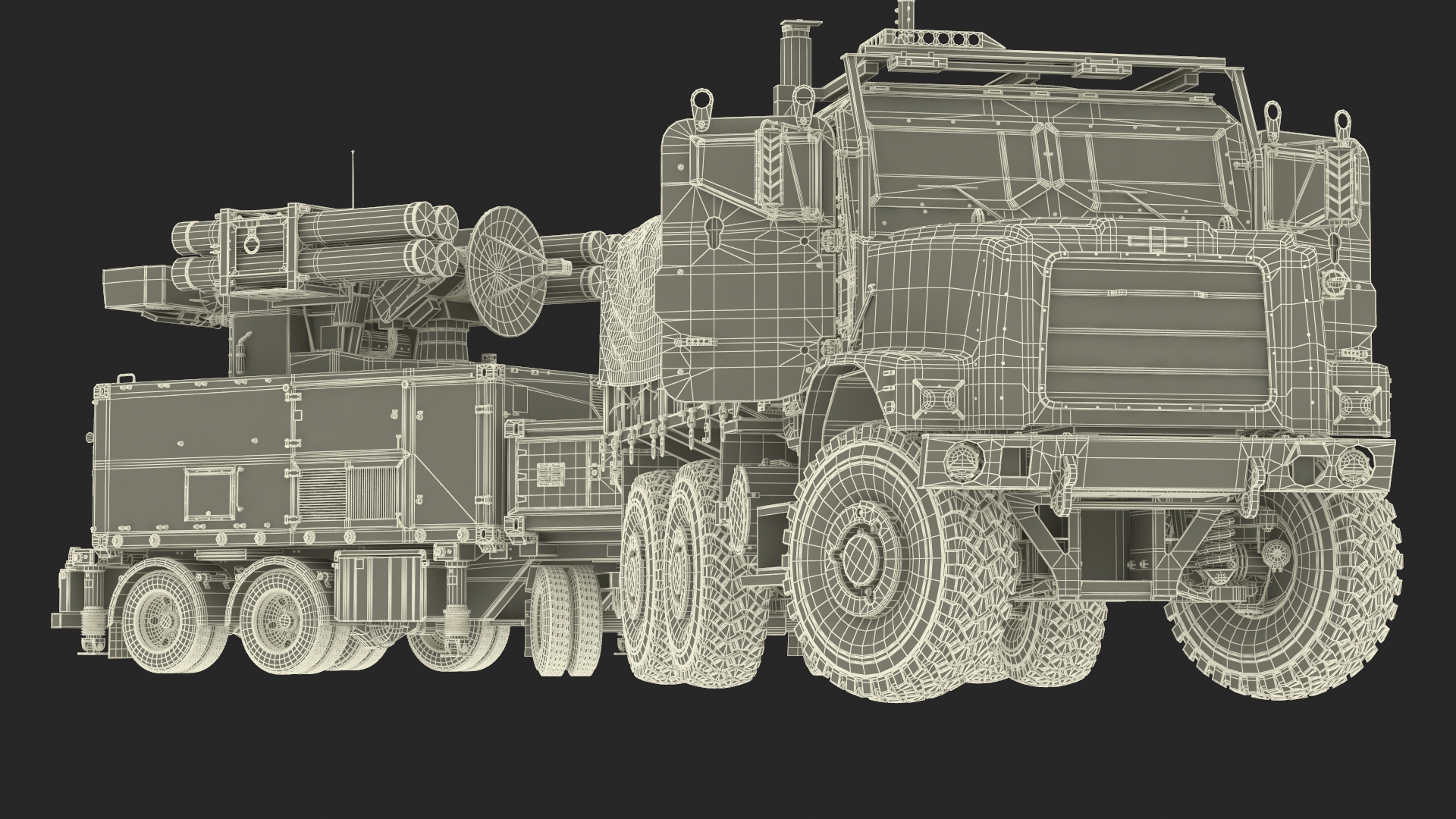 3D Truck with Trailer Air Defense Missile Complex Rigged model
