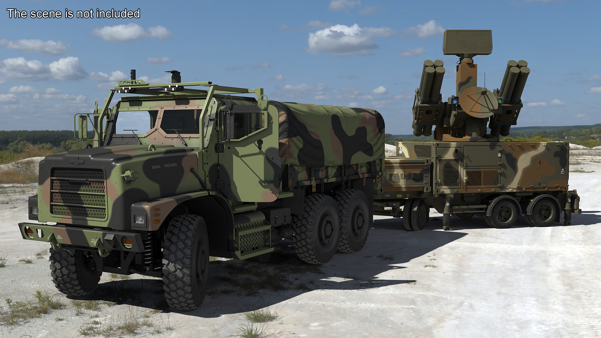 3D Truck with Trailer Air Defense Missile Complex Rigged model