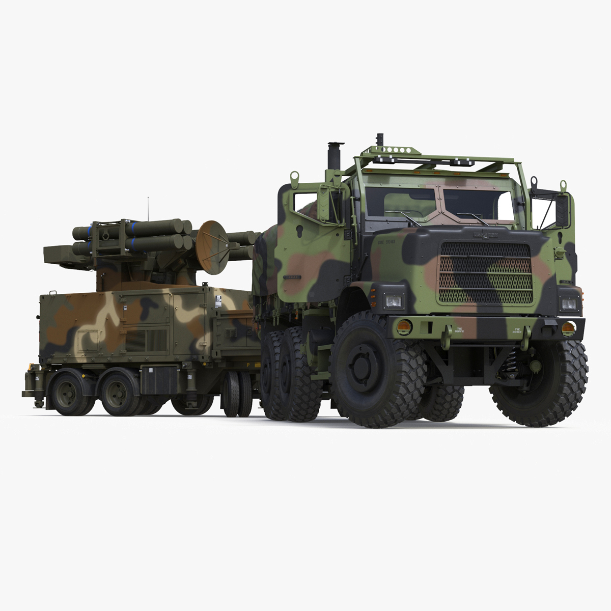 3D Truck with Trailer Air Defense Missile Complex Rigged model