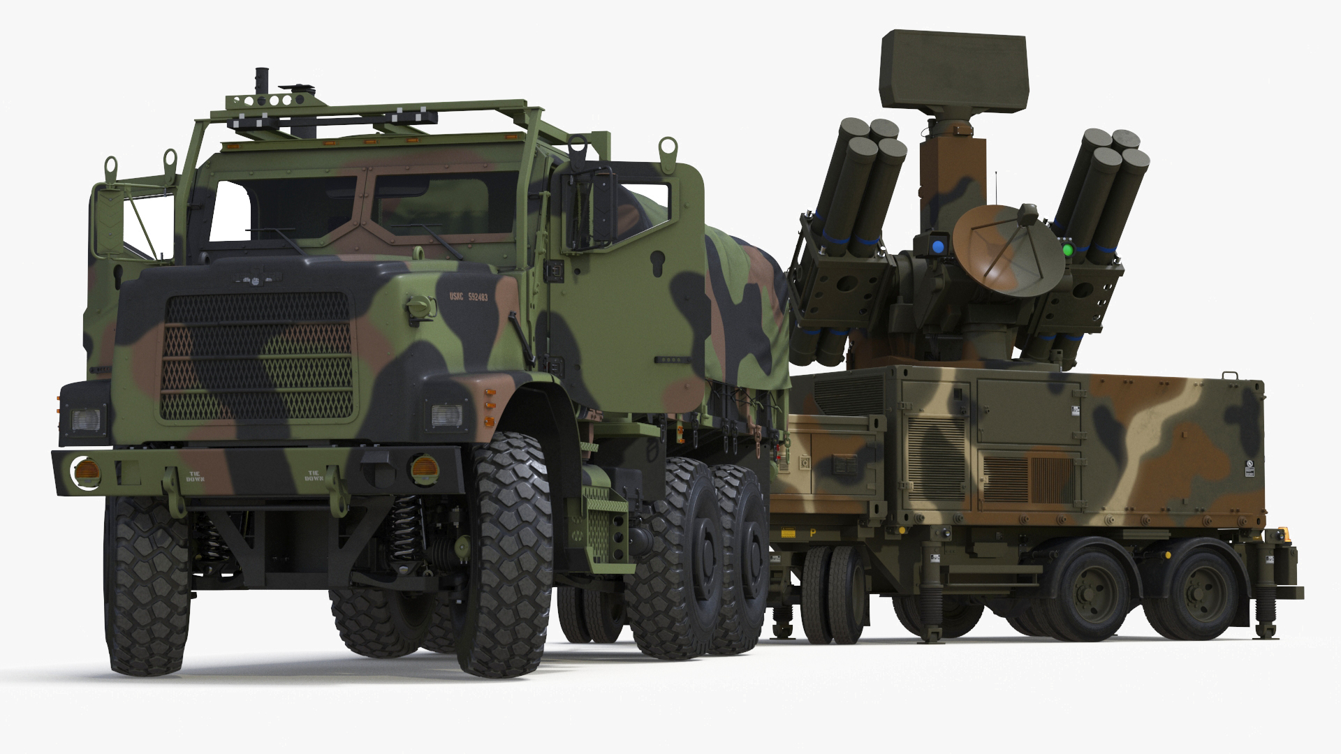 3D Truck with Trailer Air Defense Missile Complex Rigged model