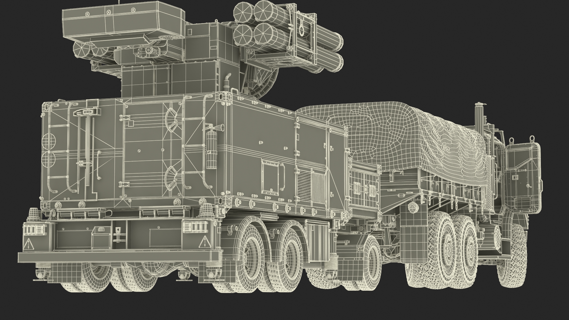 3D Truck with Trailer Air Defense Missile Complex Rigged model