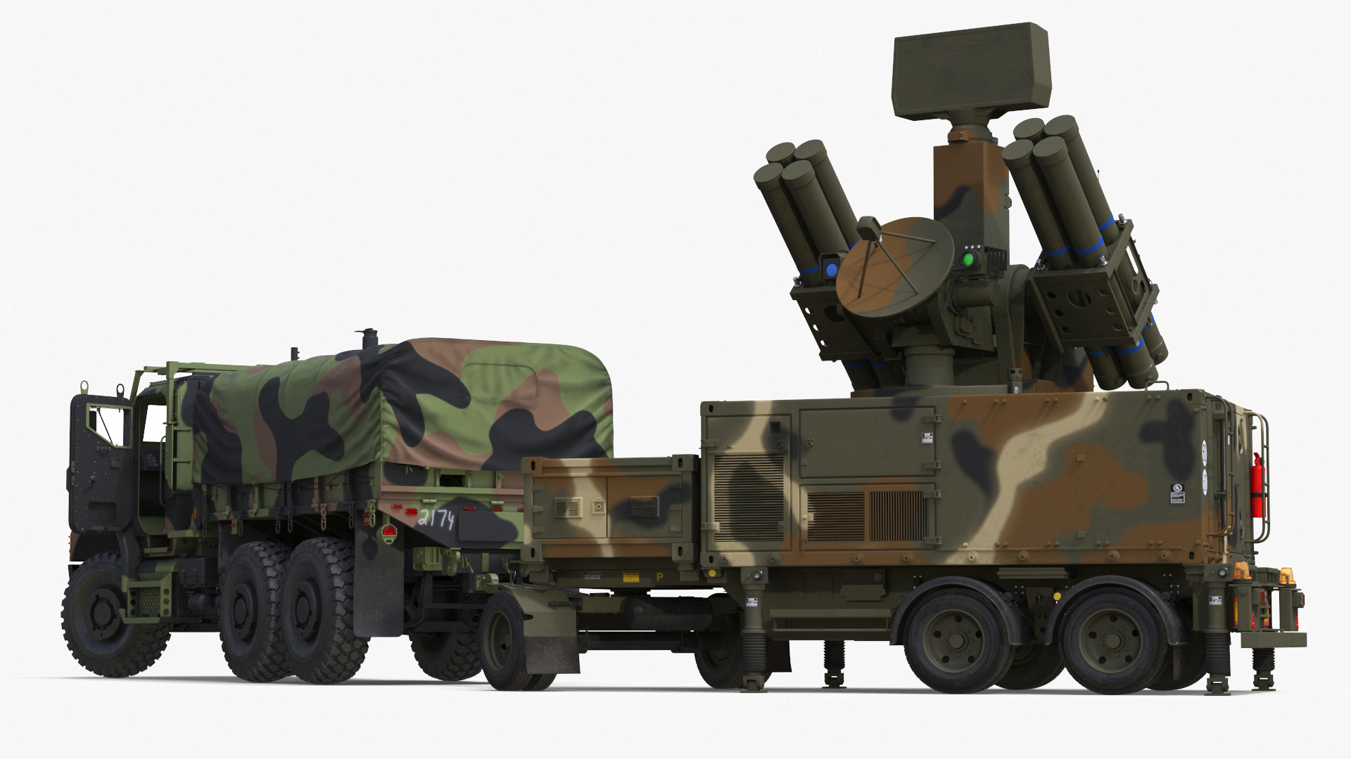 3D Truck with Trailer Air Defense Missile Complex Rigged model