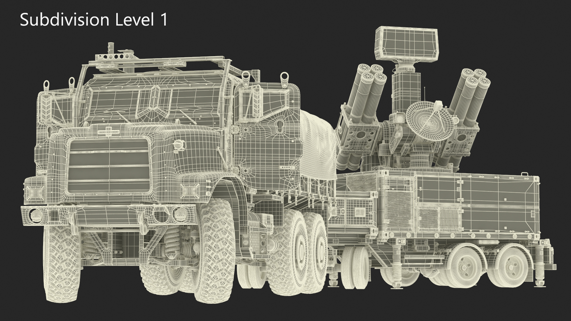3D Truck with Trailer Air Defense Missile Complex Rigged model
