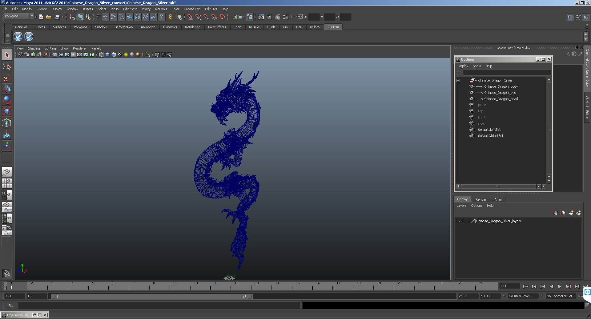 3D Chinese Dragon Silver